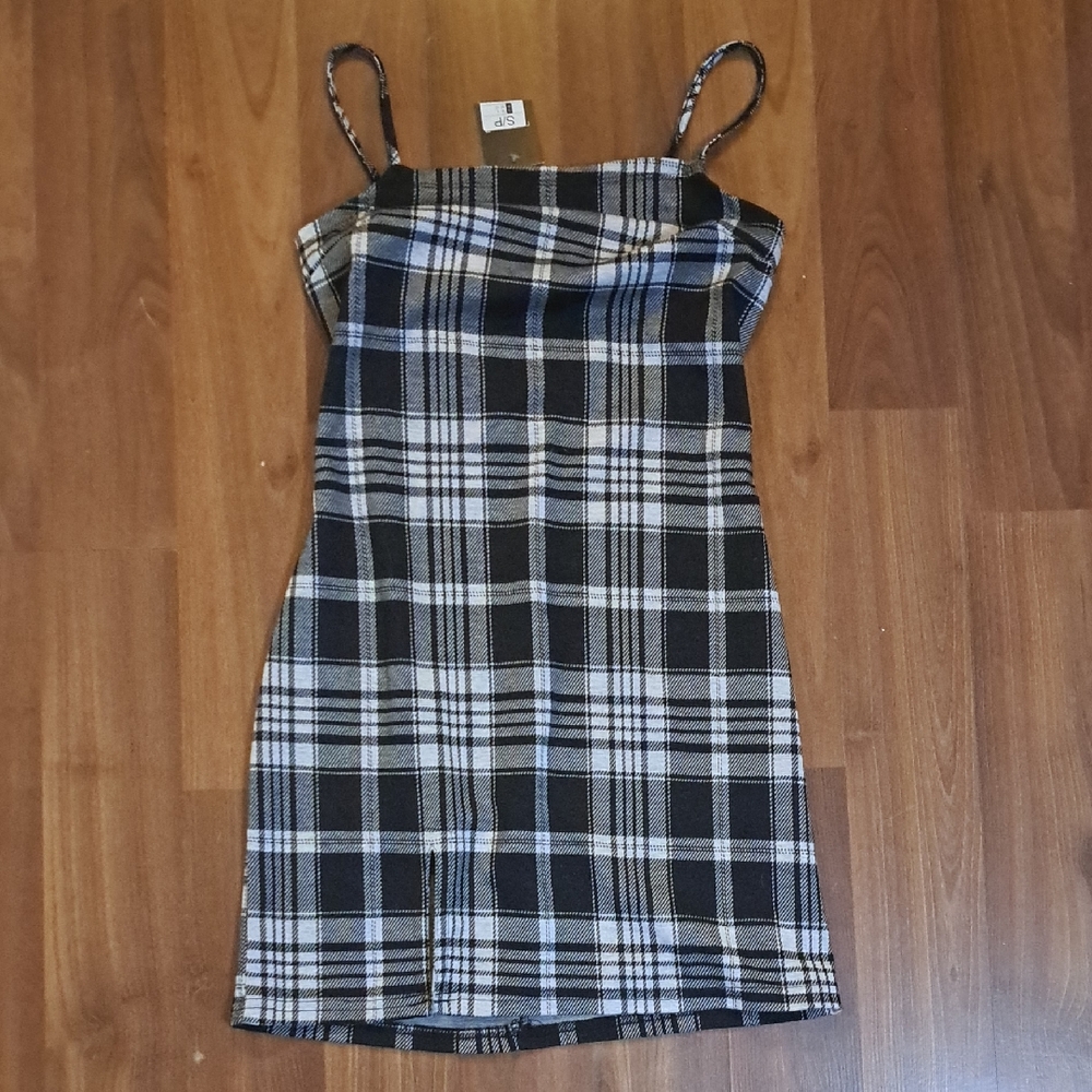 Streetwear Society Monochrome Plaid Mini Dress